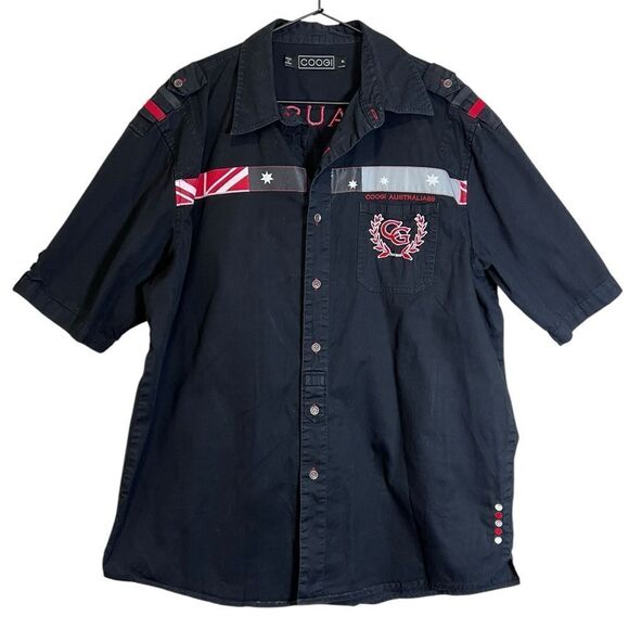 Coogi Australia Men’s Black Short Sleeve Button-Up Shirt XL Embroidered - Picture 1 of 8
